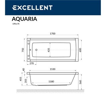 Акриловая ванна EXCELLENT Aquaria 170x75