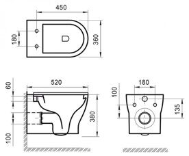 Унитаз безободковый подвесной BelBagno KRAFT BB064CHR