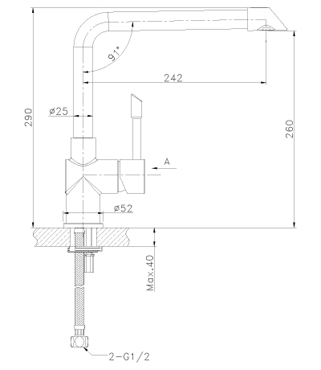 Смеситель для кухни с высоким поворотным изливом Lemark Expert LM5074S, сталь